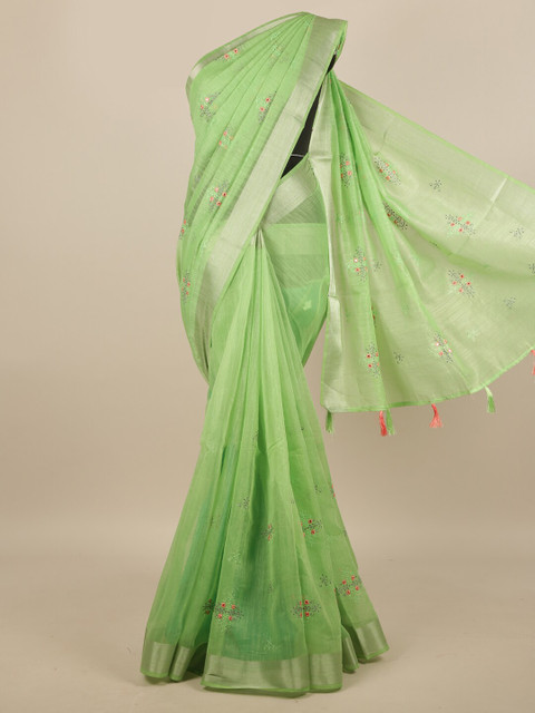 

Pothys Green Floral Zari Saree