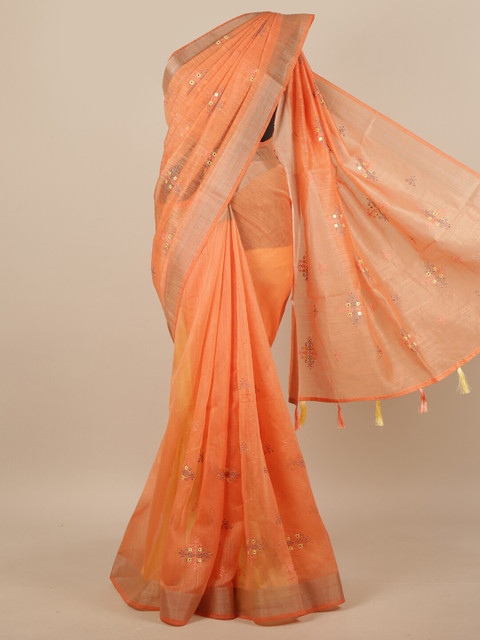 

Pothys Orange Ethnic Motifs Saree