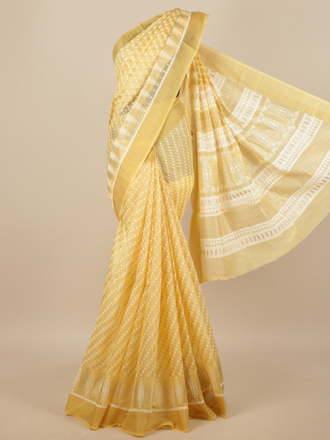 

Pothys Yellow & White Ethnic Motifs Saree