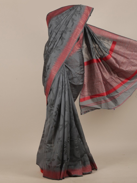 

Pothys Grey & Red Woven Design Jute Silk Saree