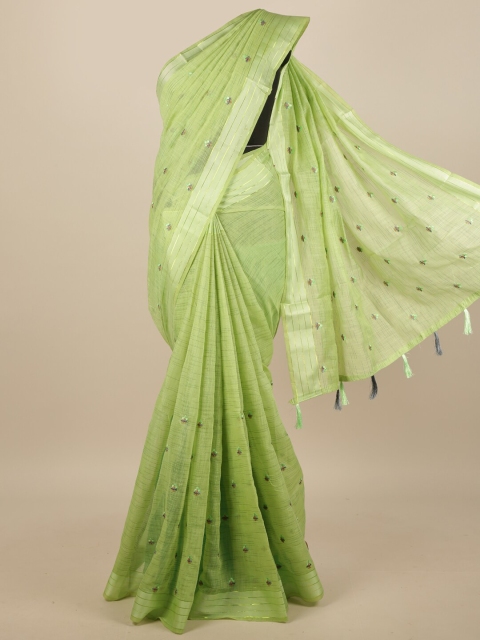 

Pothys Green Floral Embroidered Saree