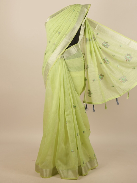 

Pothys Green Floral Embroidered Saree