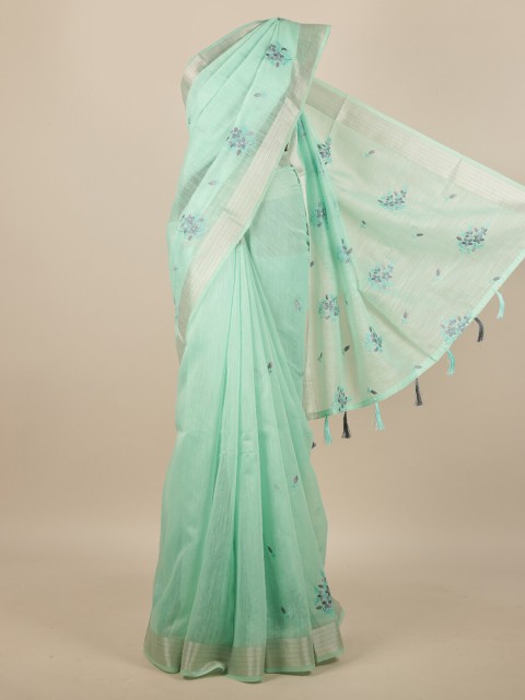 

Pothys Sea Green Ethnic Motifs Embroidered Saree