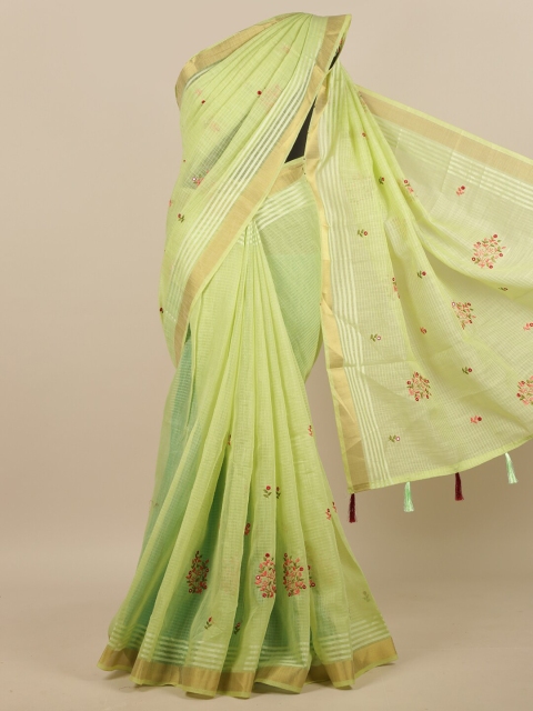 

Pothys Green Floral Embroidered Saree