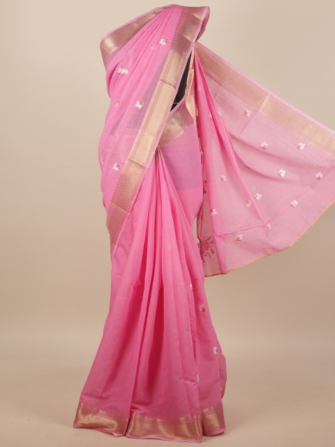 

Pothys Pink Ethnic Motifs Embroidered Saree