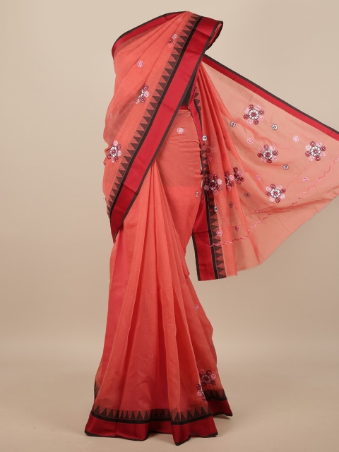 

Pothys Pink & Black Floral Embroidered Saree