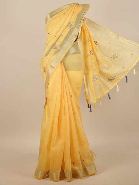 

Pothys Yellow Floral Embroidered Saree