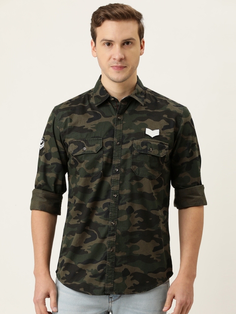 

IVOC Men Brown Slim Fit Opaque Camouflage Print Casual Shirt
