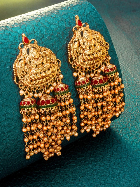 

aadita Gold-Toned Contemporary Drop Earrings
