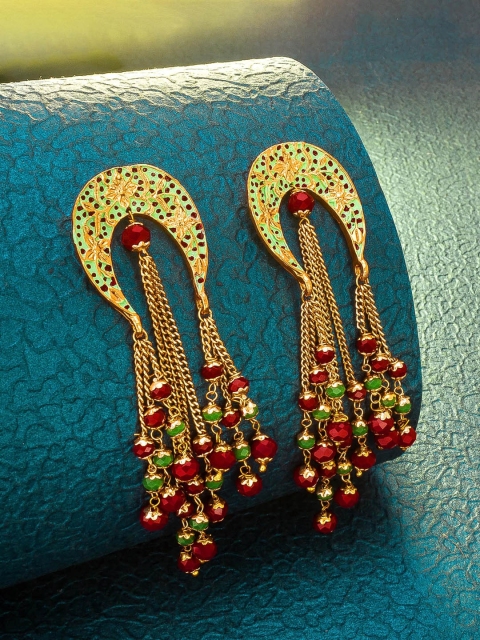aadita Gold-Plated Gold-Toned Contemporary Drop Earrings