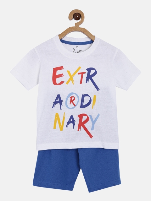 

NOT Boys White & Blue Printed T-shirt with Shorts