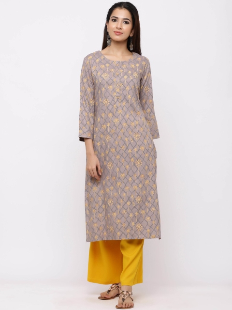 

ZOLA Women Mauve Floral Printed Regular Kurti with Palazzos