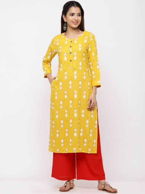 

ZOLA Women Yellow Printed Regular Kurta with Palazzos