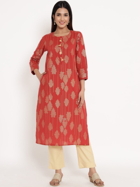 

ZOLA Women Red Printed Regular Kurta with Trousers