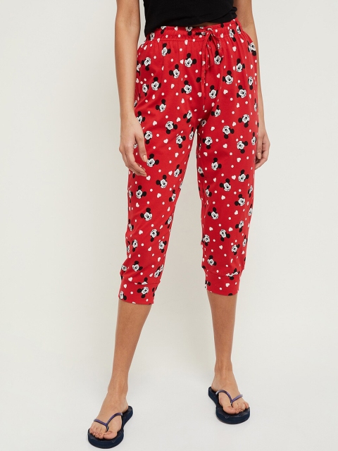 

max Women Red & Black & White Printed Cotton Lounge Pants