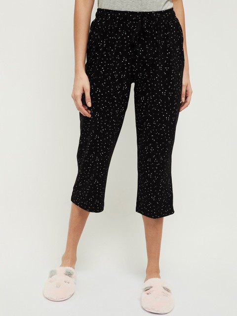 

max Women Black & White Printed Cotton Lounge Capri