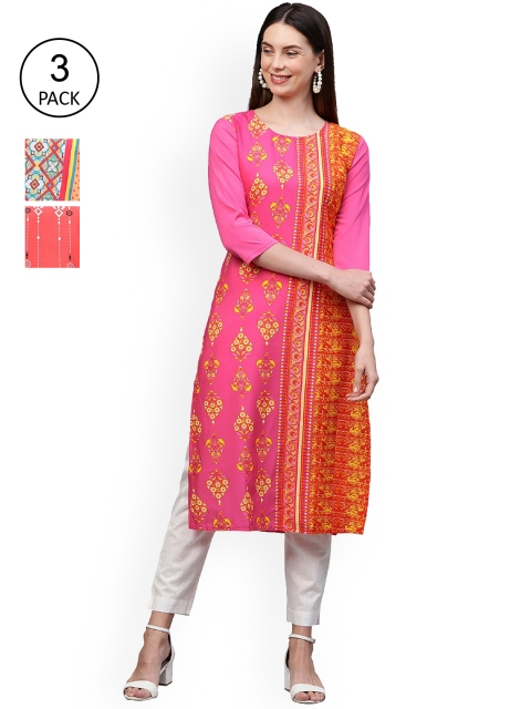 

KALINI Women Multicoloured Ethnic Motifs Printed Crepe Kurta, Multi
