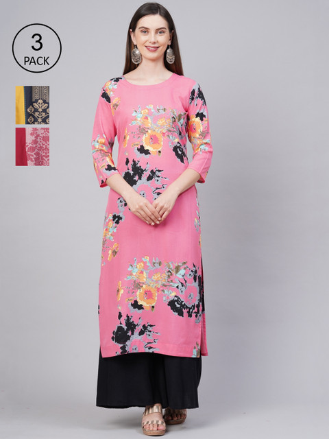 

KALINI Women Pack Of 3 Kurtas, Pink