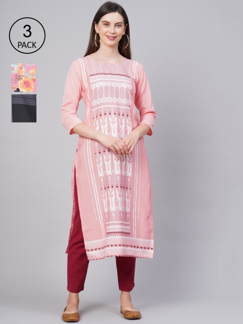 

KALINI Women Pack Of 3 Kurtas, Pink