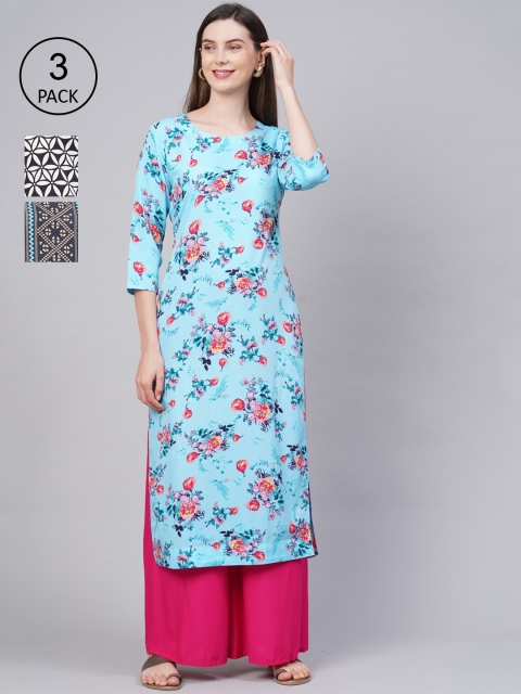 

KALINI Women Pack Of 3 Kurtas, Blue
