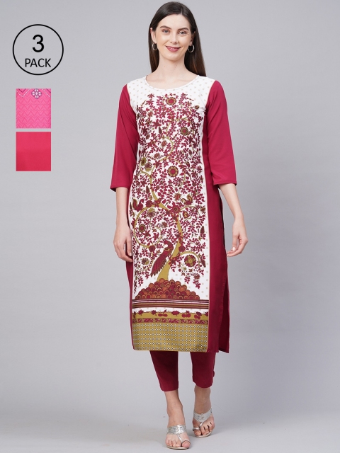 

KALINI Women Pack Of 3 Kurtas, Red