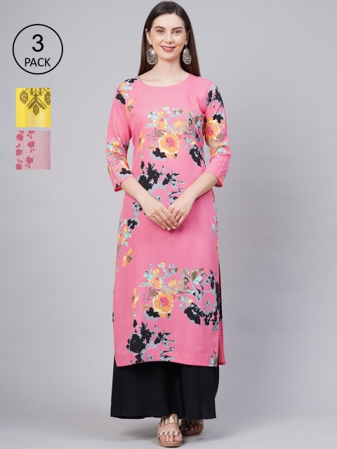 

KALINI Women Pack Of 3 Kurtas, Pink