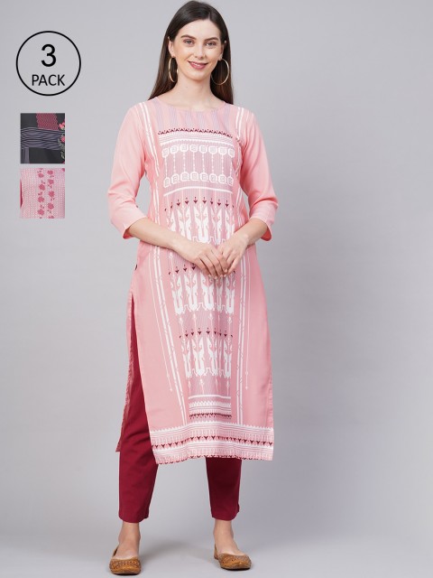 

KALINI Women Pack Of 3 Kurtas, Pink