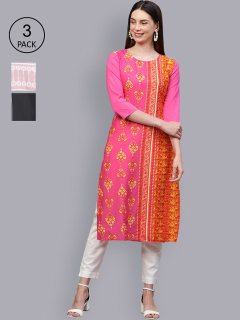 

KALINI Women Pack Of 3 Kurtas, Pink