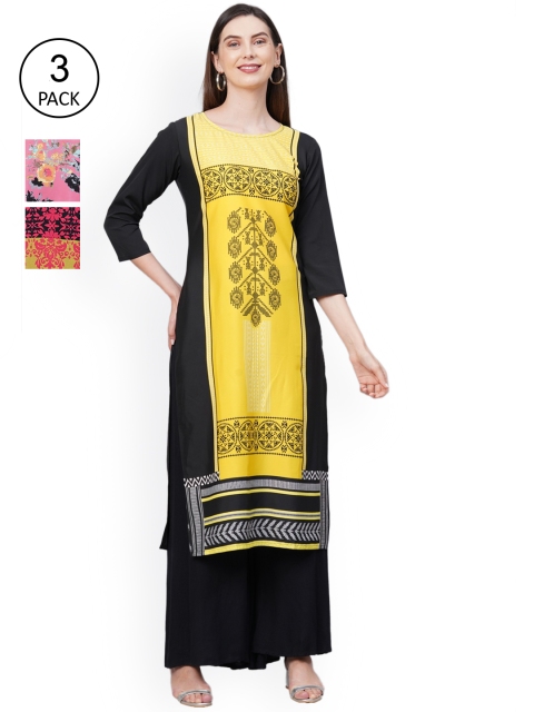 

GoSriKi Women Pack Of 3 Kurtas, Pink