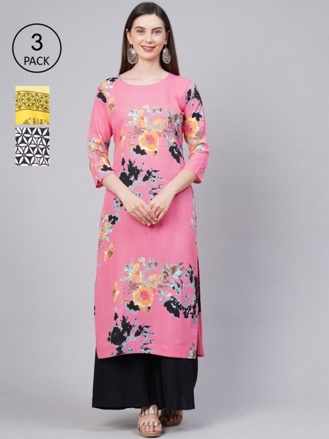 

KALINI Women Pack Of 3 Kurtas, Pink