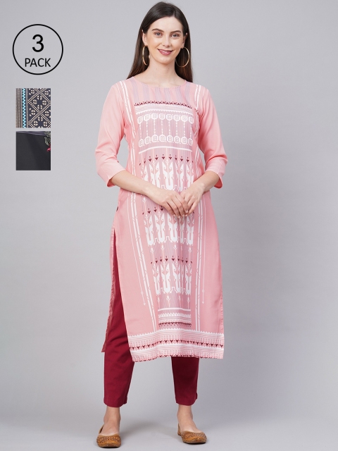 

KALINI Women Pack Of 3 Kurtas, Pink