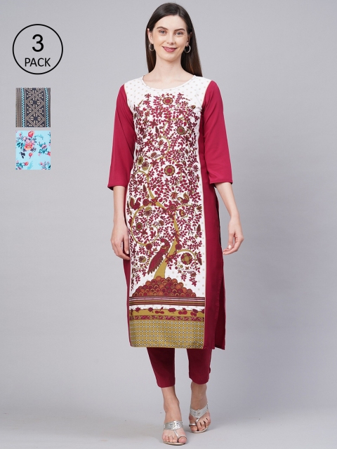 

KALINI Women Pack Of 3 Kurtas, Blue