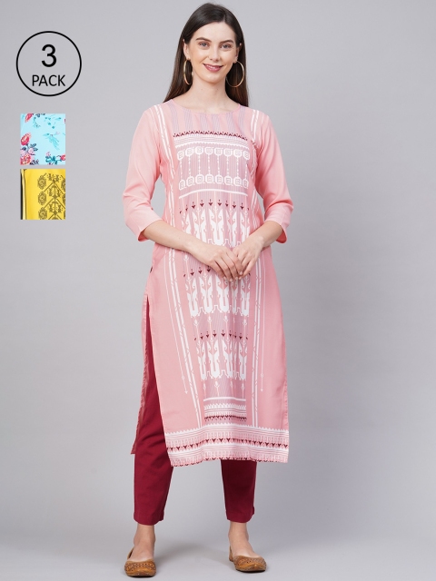 

KALINI Women Pack Of 3 Kurtas, Blue