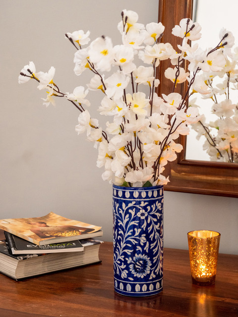 

Neerja Blue & White Blue Pottery Cylindrical Vase