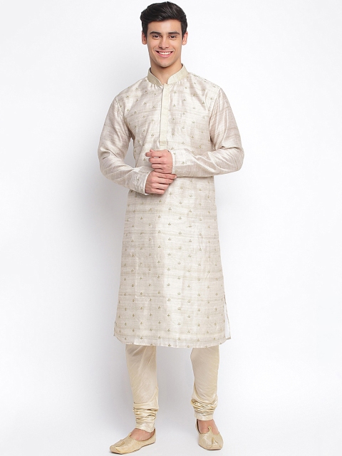 

Sanwara Men Beige Chikankari Kurta