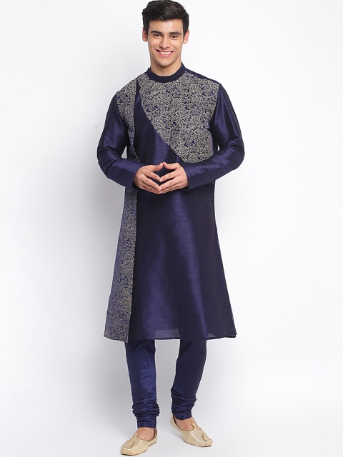 

Sanwara Men Blue Ethnic Motifs Embroidered Thread Work Kurta