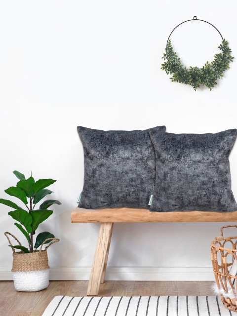 

KICA Charcoal Grey Set of 2 Velvet Square Cushion Covers