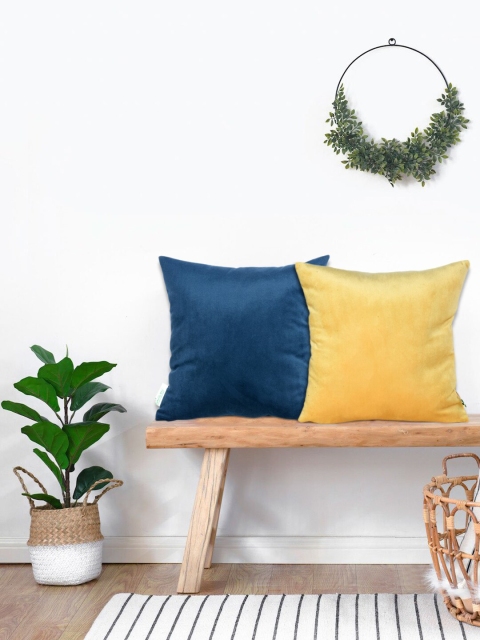 

KICA Blue & Yellow Set of 2 Velvet Square Cushion Covers