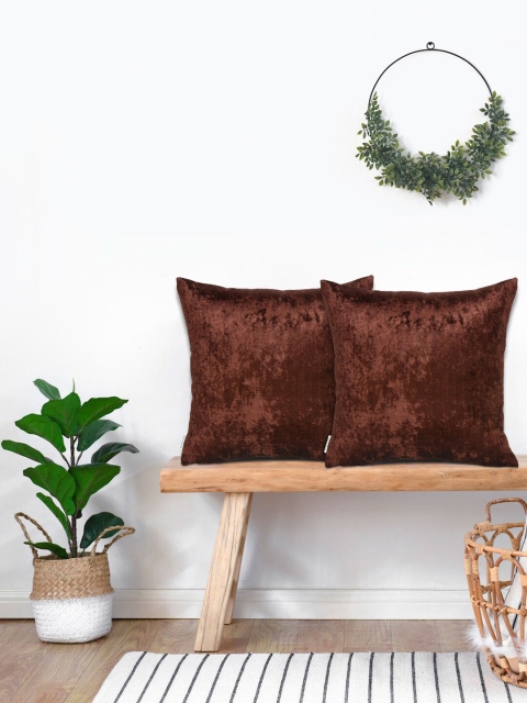 

KICA Brown Set of 2 Velvet Square Cushion Covers