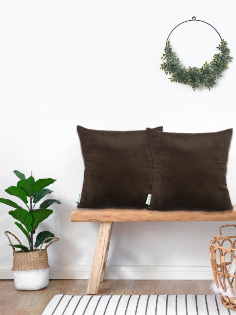 

KICA Brown Set of 2 Velvet Square Cushion Covers