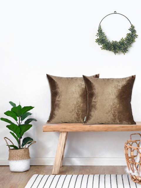 

KICA Brown Set of 2 Velvet Square Cushion Covers