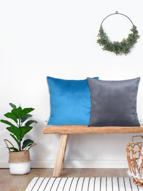 

KICA Blue & Grey Set of 2 Velvet Square Cushion Covers