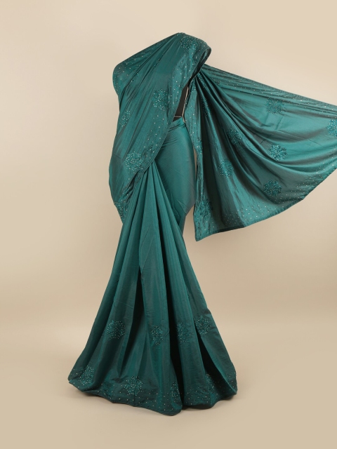 

Pothys Green Floral Beads and Stones Silk Blend Saree