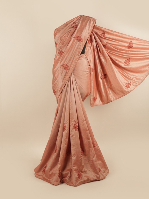 

Pothys Pink Floral Embroidered Silk Blend Saree
