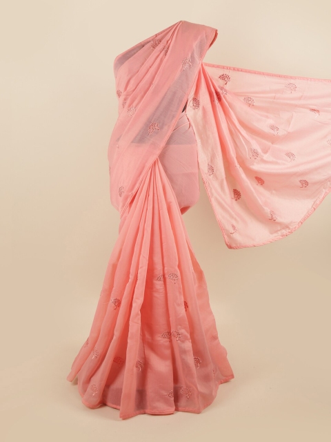 

Pothys Pink Floral Embroidered Silk Blend Saree