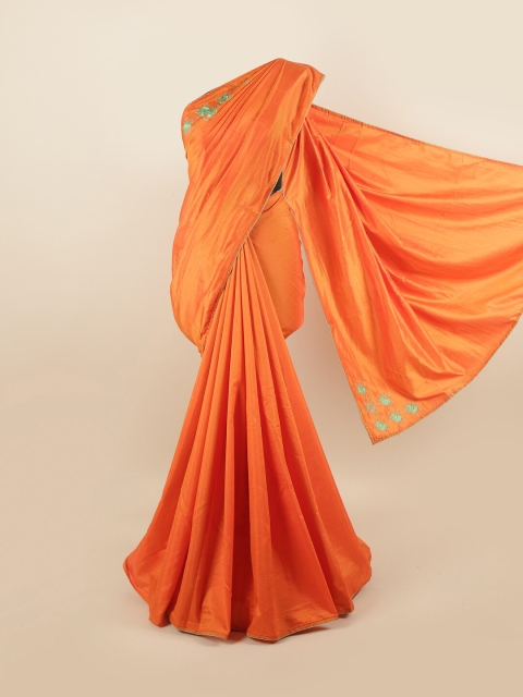 

Pothys Orange Embroidered Silk Blend Saree