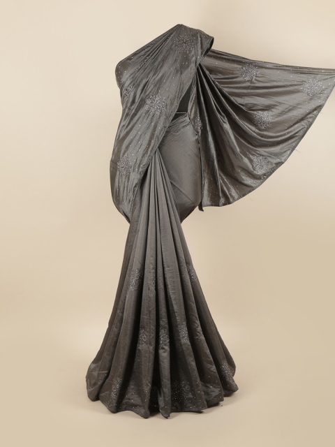 

Pothys Grey Embellished Beads and Stones Silk Blend Saree