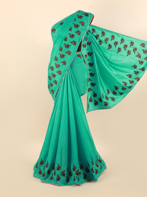 

Pothys Green Floral Silk Blend Saree