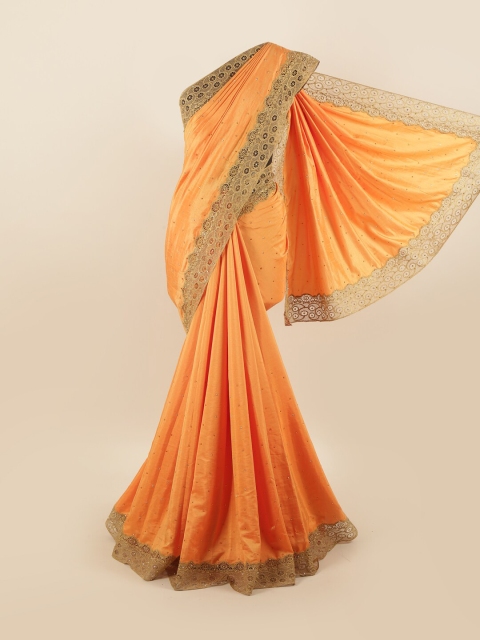 

Pothys Orange Embellished Silk Blend Saree