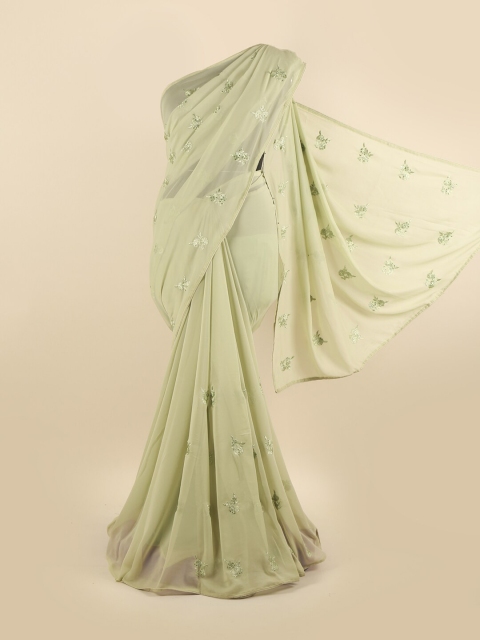 

Pothys Sea Green Floral Silk Blend Saree